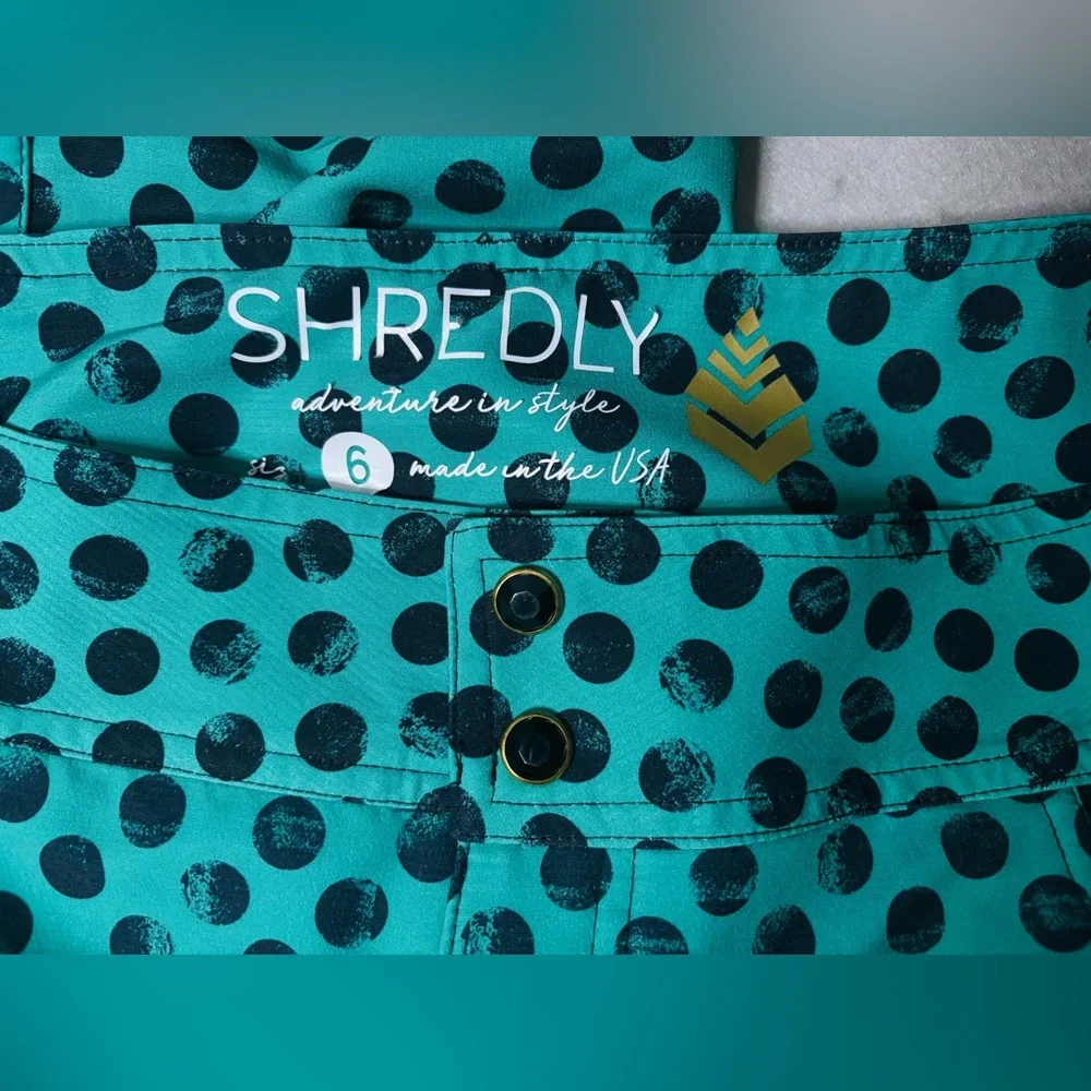 Shredly Polka Dot Bike Shorts - Teal and Black